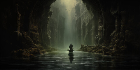 Journey of Souls: The Ferryman Sailing on the River Styx