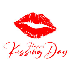 Happy kissing day lettering design with lips vector illustration.