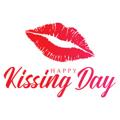 Happy kissing day lettering design with lips vector illustration.