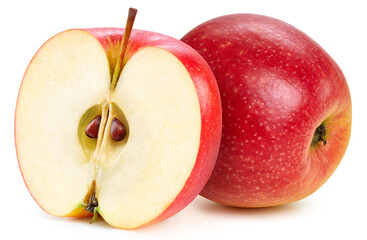 Fresh red apple leaf isolated on white