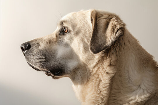 Kangal dog close-up portrait on a white background.	
