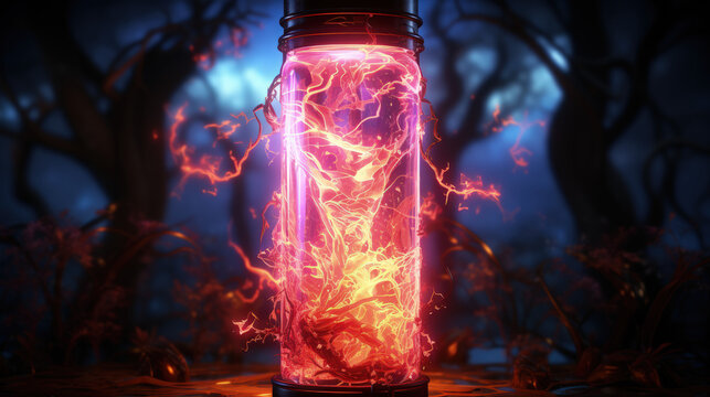 the magic red energy in a jar