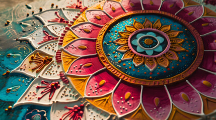 Vibrant Mandala Artwork with Intricate Patterns and Colors