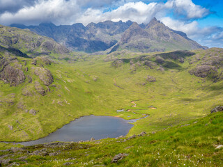 Fototapeta na wymiar Views from Sgurr na stri peak in Skye island, Scotland