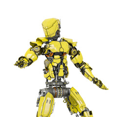 Fototapeta premium robot soldier is looking down