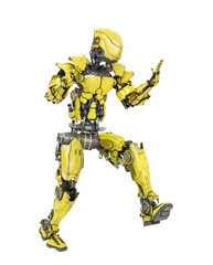 robot soldier is walking a bit worried