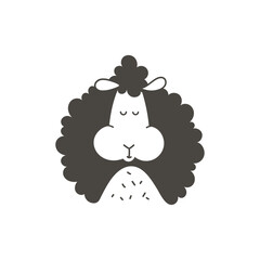 Vector icon of little funny sheep. Symbol