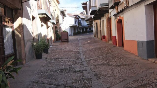 Guadalupe,Caceres,Spain. 10.6.2021 , Beautiful alleys of Guadalupe, in the province of Caceres, where the Royal Monastery of Santa Maria de Guadalupe is located, a 14th century monastery. 