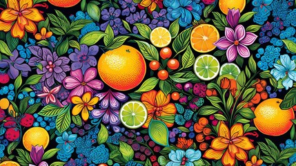 Isometric illustration of vibrant hues and intricate textures of exotic oriental fruits. Flat lay. Banner - obrazy, fototapety, plakaty