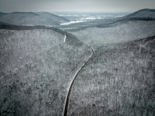 snowy mountain road