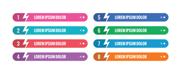 eight options banner template on white background. lightning banner template