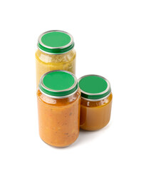 Baby Food Jar Isolated, Kid Puree Glass Bottle, Healthy Child Nutrition, Toddler Diet, Small Jar with Baby Food