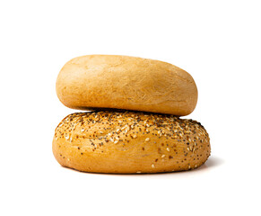 Bagel, Round Bread Bun, Wheat Bakery with Grains And Seeds for Breakfast, Plain Circle Bagel Bread