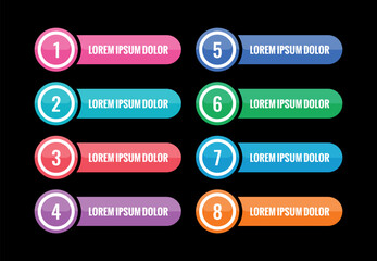 eight steps banner template on black background. banner template