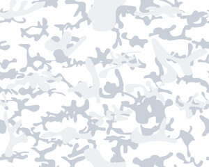 Hunter Military Camoflage. Seamless Camo Paint. White Fabric Pattern. White Seamless Brush. Woodland Vector Background. Army Gray Canvas. Winter Camouflage. Dirty Camo Paint. Modern Snow Texture.