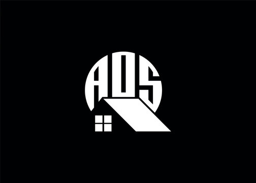 Real Estate Letter AOS Monogram Vector Logo.Home Or Building Shape AOS Logo