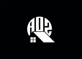 Real Estate Letter AOZ Monogram Vector Logo.Home Or Building Shape AOZ Logo.