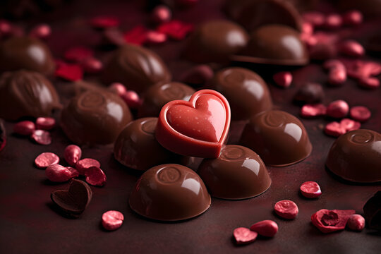 A close up magazine quality image of Valentine's themed chocolate