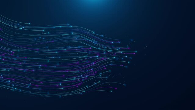 Digital data flow flowing data Stream Circuit Board fiber optic lines light beam big data storage, blockchain, hi-speed internet. Speed Connection Big Data Quantum computing Lights Lines 4K 3D