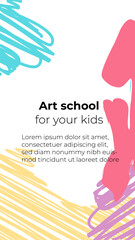 Backgrounds design with abstract cheerful elements in bright colors for social networks stories. Kids hand drawn flat design for poster , wallpaper, website, invitation, mobile apps, web ads, cover