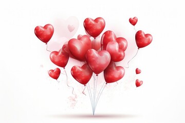 Red heart balloon for party and celebration, valentine's day isolated on white background, birthday and anniversary