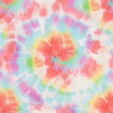 Tie Dye Seamless Swirl. Vector Rainbow Print. Pink Tie Dye. Tshirt Tiedye Pattern. Green Color Swirl Pattern. 1960 Bright Repeat. Seamless Spiral Background. Swirl Pattern. Seamless Tie Dye.