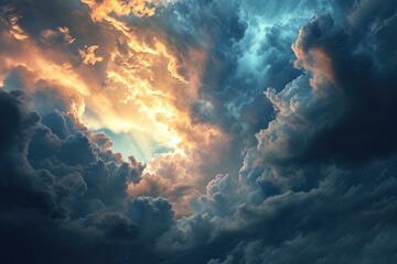 Divine Revelation: Jesus Christ's Majestic Arrival on Clouds with Power and Glory - obrazy, fototapety, plakaty