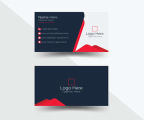 Naklejka na ściany i meble Modern red and black simple styles corporate business card, visiting card, business card design, vector business card, professional business card, double sided business card layout templet 