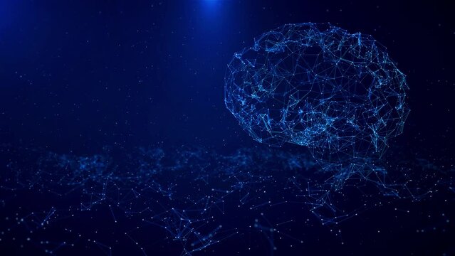 Digital animation Human brain learning Hologram artificial intelligence virtual Internet space future. data mining, deep learning modern computer technology. ai deep learning machine thinking process.