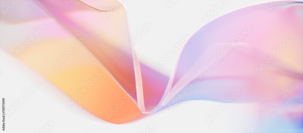 Canvas Prints abstract colorful glass gradient wave 3d rendering, chromatic dispersion and thin film spectral effe