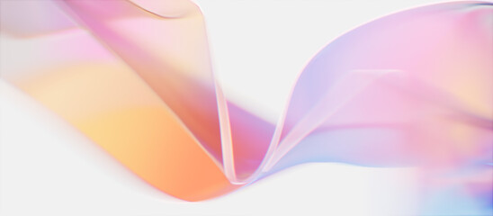 Abstract colorful glass gradient wave 3d rendering, chromatic dispersion and thin film spectral effect - obrazy, fototapety, plakaty