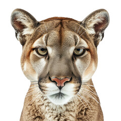 Portrait of a puma, transparent or isolated on white background