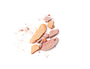 Broken Eye Shadow Isolated, Smashed Makeup Palette, Crushed Natural Glitter Pigment Texture
