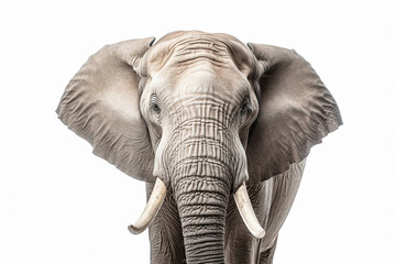 Obraz premium Elephant close-up portrait on a white background.