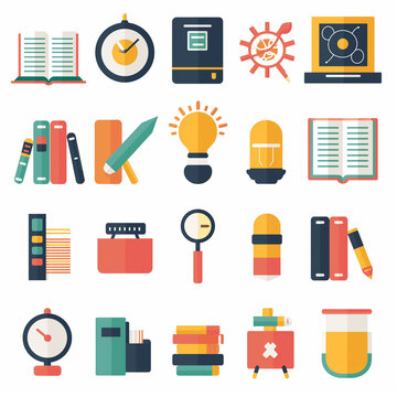 Set of education and e-learning icons