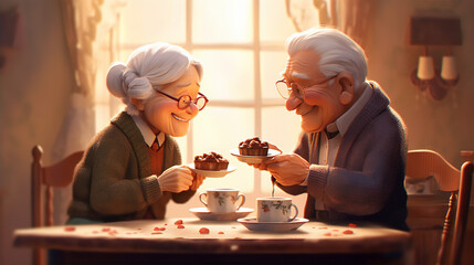 Grandma and Grandpa's Coffee Time