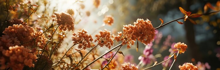 Fototapeta premium the bouquet of tiroplets is arranged in front of sun light