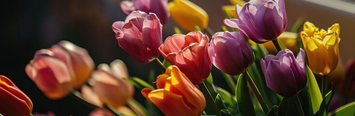 Naklejka premium tulips, silver gold background with a dark background
