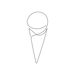 Ice cream drawn in one continuous line. One line drawing, minimalism. Vector illustration.