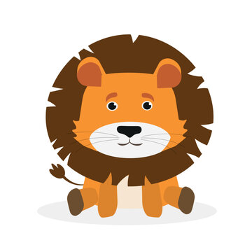 Vector lion. Cute animal character. Minimal cartoon design. Sutable for apps and animation. 