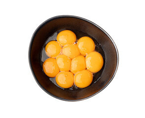 Egg Yolks in Bowl, Fresh Chicken Egg Yolk Separated from Whites for Cooking Recipe, Organic Yolks Top View