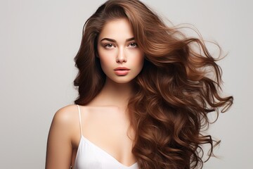 Fototapeta premium Beauty girl with long and shiny wavy Hair