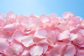 Obraz premium Pink rose petals on blue background