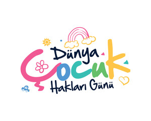 Fototapeta premium 20 Kasım Dünya Çocuk Hakları Günü. Translation: 20 november world children's rights day