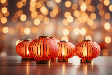 Traditional Chinese Lanterns with Floral Decorations