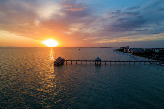 Fort Myers Beach Pier at Sunset Wide