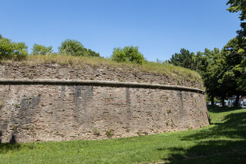 View of the Pontecorvo Bastion walls, part of the sixteenth-century city walls of Padua, Veneto,...