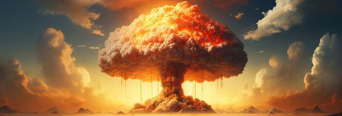 atomic bomb explosion at sunset