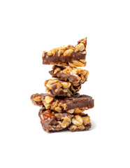 Nut Bar Isolated, Energy Snack with Nuts, Chocolate Muesli Dessert, Protein Candy Bar, Fitness Breakfast