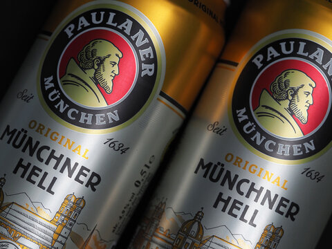 In this photo illustration an Original Munchner Hell beer  prodused by Paulaner Munchen brevery